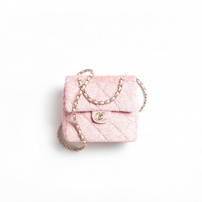 CHANEL BACKPACK QUILTED SEQUINS & GOLD-TONE METAL PINK AS5711 (21*17*7cm)